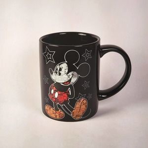 VTG Jerry Leigh Collection Mickey Mouse Newsprint Coffee Mug Black Large Disney‎